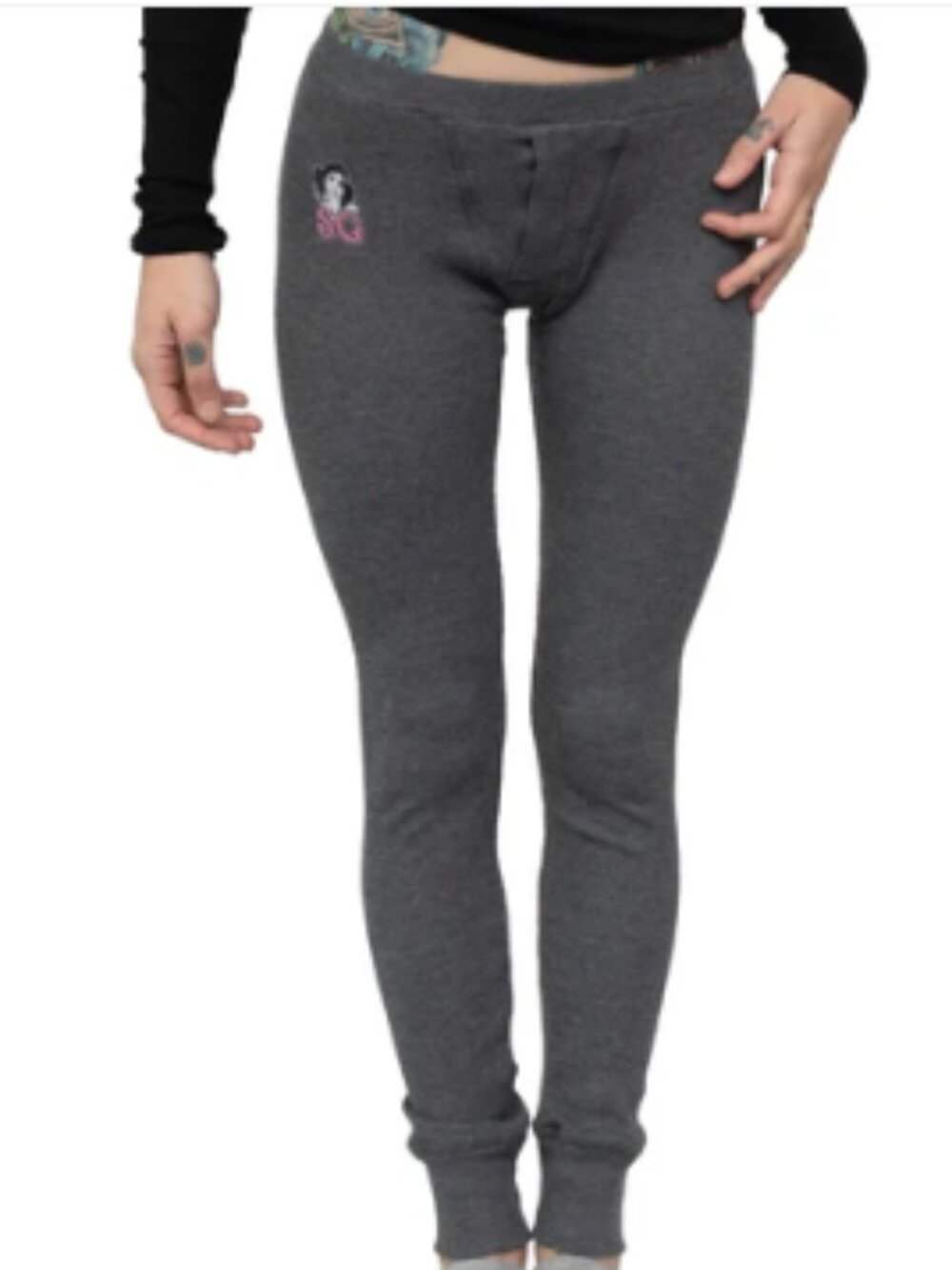 Suicide Girls Logo Thermal Gray Waffle Knit Pants
